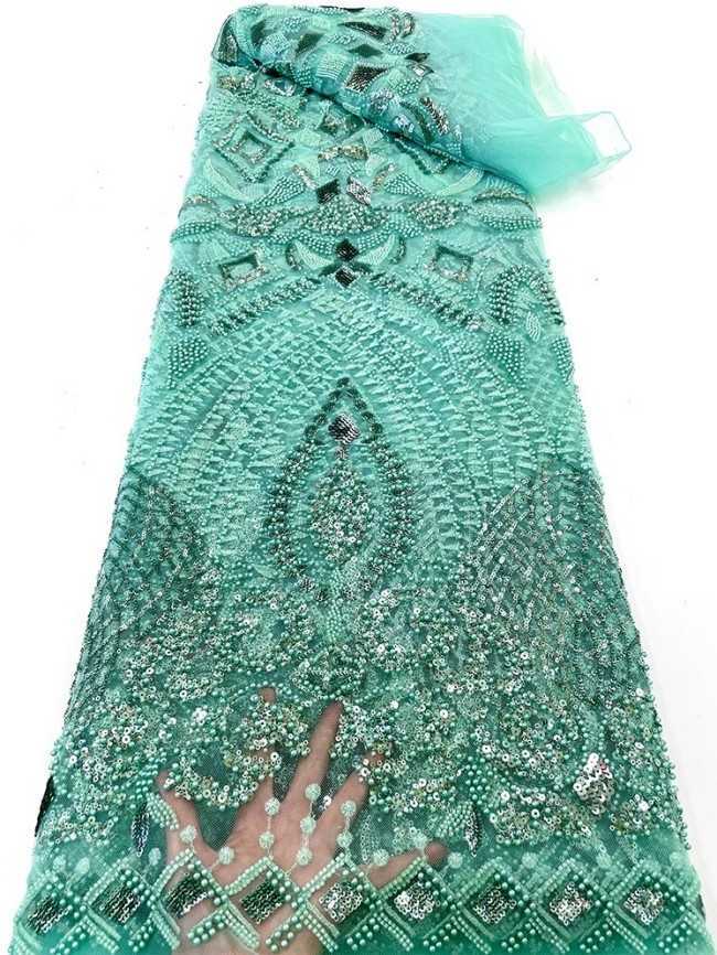 5 Yards Colorful Sequins Pearls Beaded Embroidered 3D Floral Lace Material Fabric For Dresses JC045
