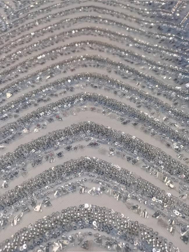 5 Yards Colorful Sequins Pearls Beaded Embroidered 3D Floral Lace Material Fabric For Dresses JC046