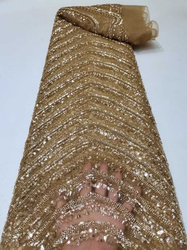 5 Yards Colorful Sequins Pearls Beaded Embroidered 3D Floral Lace Material Fabric For Dresses JC046