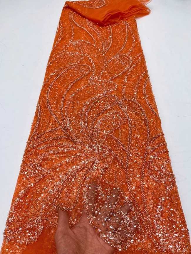5 Yards Colorful Sequins Pearls Beaded Embroidered 3D Floral Lace Material Fabric For Dresses JC047