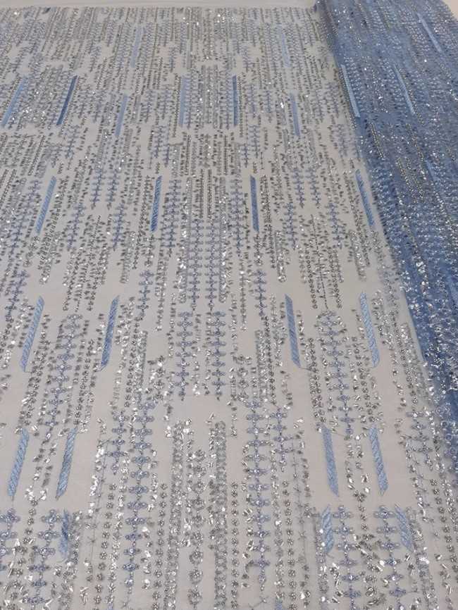 5 Yards Colorful Sequins Pearls Beaded Embroidered 3D Floral Lace Material Fabric For Dresses JC048