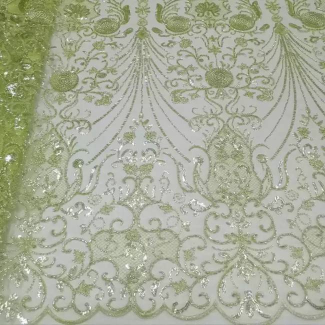 5 Yards Beaded Embroidered Lace Material Fabric For Dresses