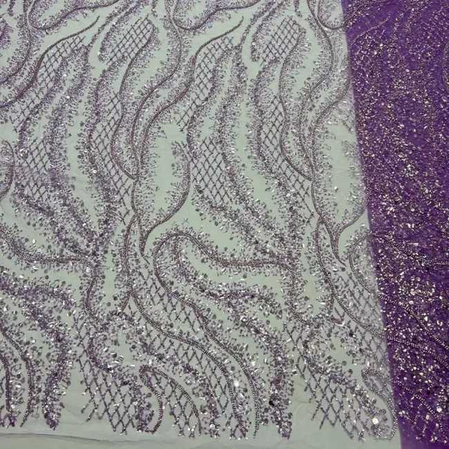 5 Yards Colorful Sequins Pearls Beaded Embroidered 3D Floral Lace Material Fabric For Dresses JC053