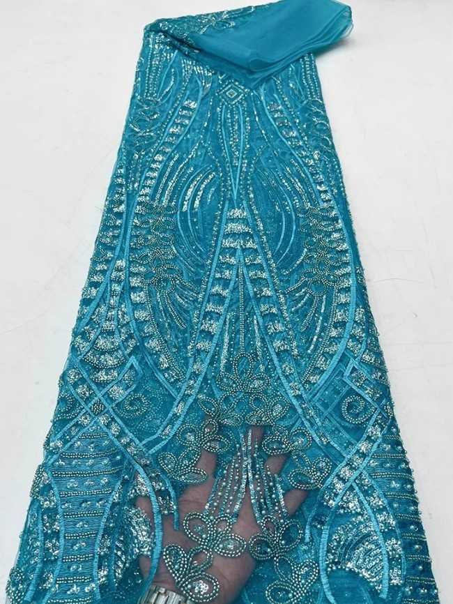 5 Yards Colorful Sequins Pearls Beaded Embroidered 3D Floral Lace Material Fabric For Dresses JC060