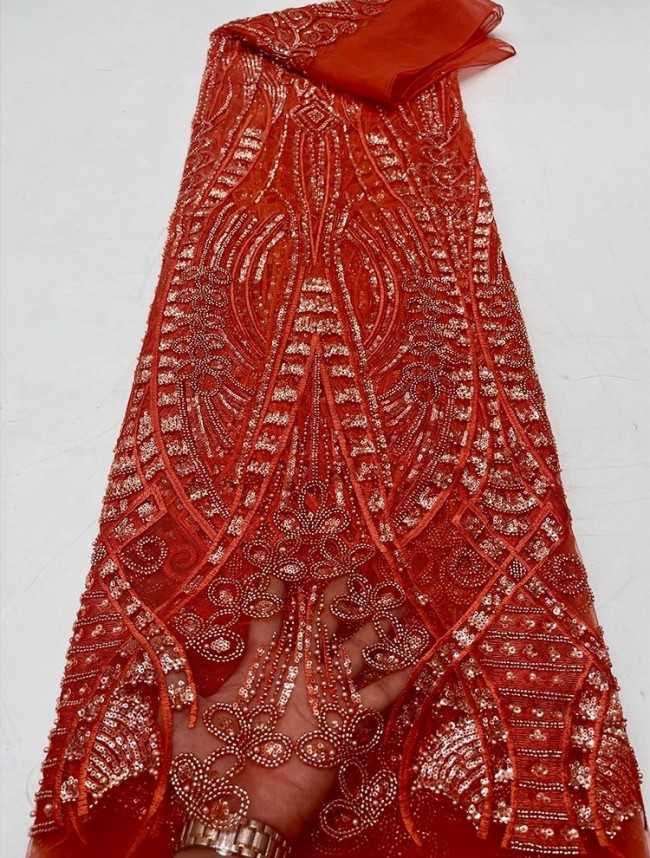 5 Yards Colorful Sequins Pearls Beaded Embroidered 3D Floral Lace Material Fabric For Dresses JC060