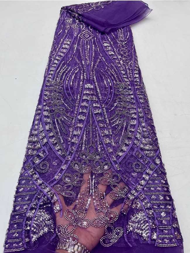5 Yards Colorful Sequins Pearls Beaded Embroidered 3D Floral Lace Material Fabric For Dresses JC060