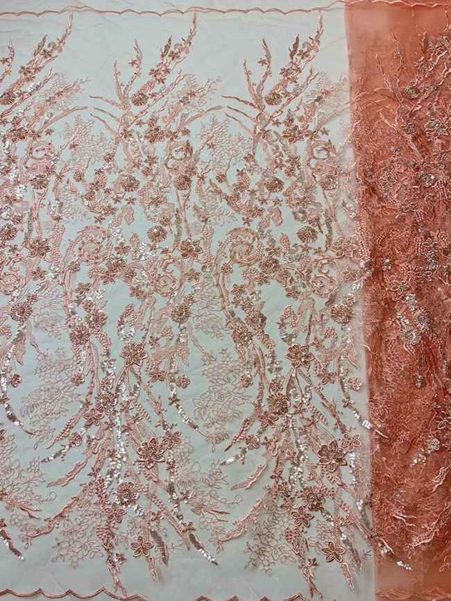 5 Yards Colorful Sequins Pearls Beaded Embroidered 3D Floral Lace Material Fabric For Dresses JC066