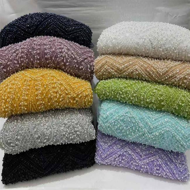 5 Yards Colorful Sequins Pearls Beaded Embroidered 3D Floral Lace Material Fabric For Dresses