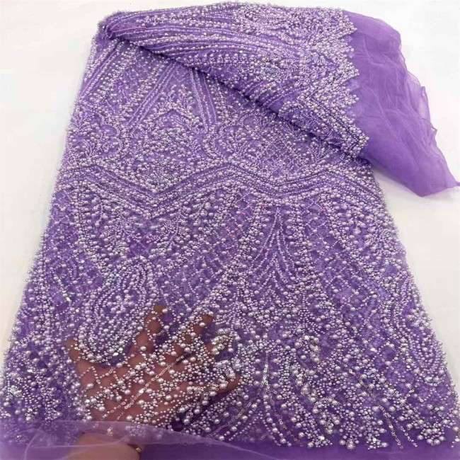 5 Yards Colorful Sequins Pearls Beaded Embroidered 3D Floral Lace Material Fabric For Dresses