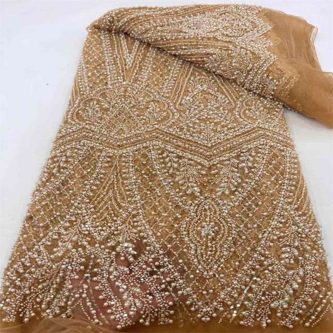 5 Yards Colorful Sequins Pearls Beaded Embroidered 3D Floral Lace Material Fabric For Dresses