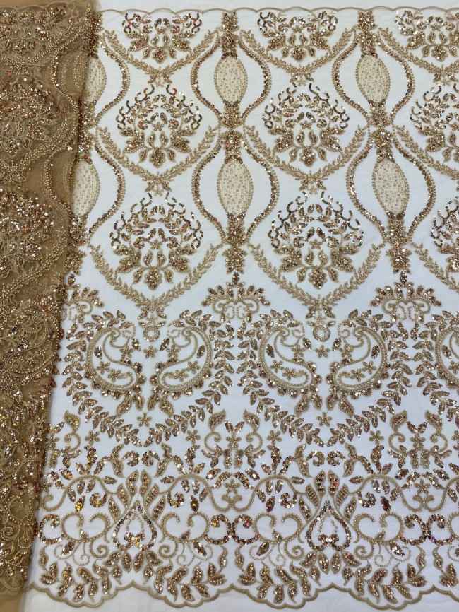 5 Yards Colorful Sequins Pearls Beaded Embroidered 3D Floral Lace Material Fabric For Dresses ZT054