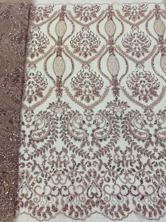 5 Yards Colorful Sequins Pearls Beaded Embroidered 3D Floral Lace Material Fabric For Dresses ZT054