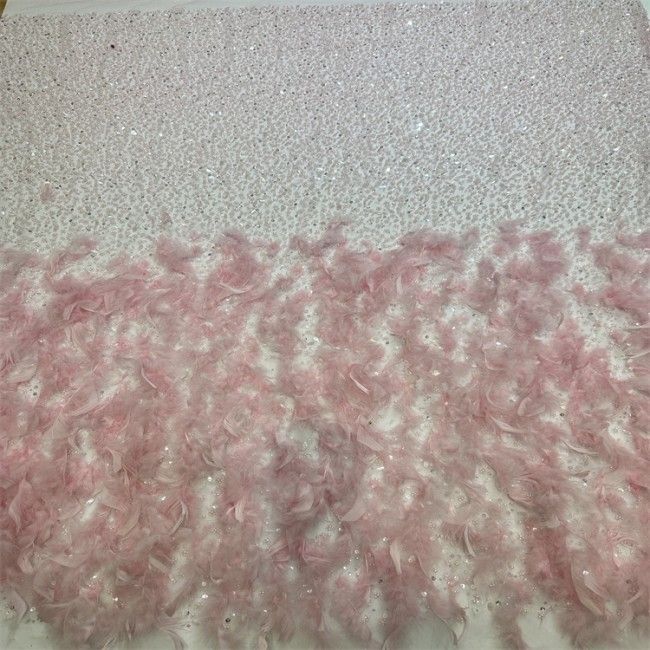 5 Yards Colorful Sequins Pearls Beaded Embroidered 3D Floral Lace Material Fabric For Dresses ZT055