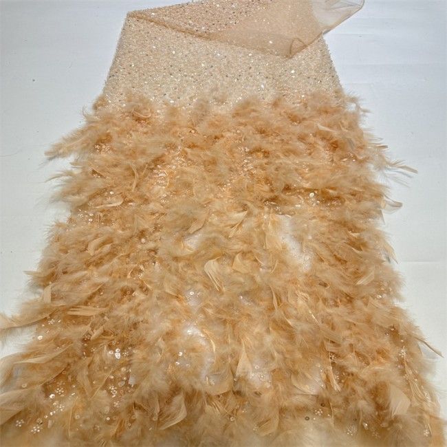 5 Yards Colorful Sequins Pearls Beaded Embroidered 3D Floral Lace Material Fabric For Dresses ZT055