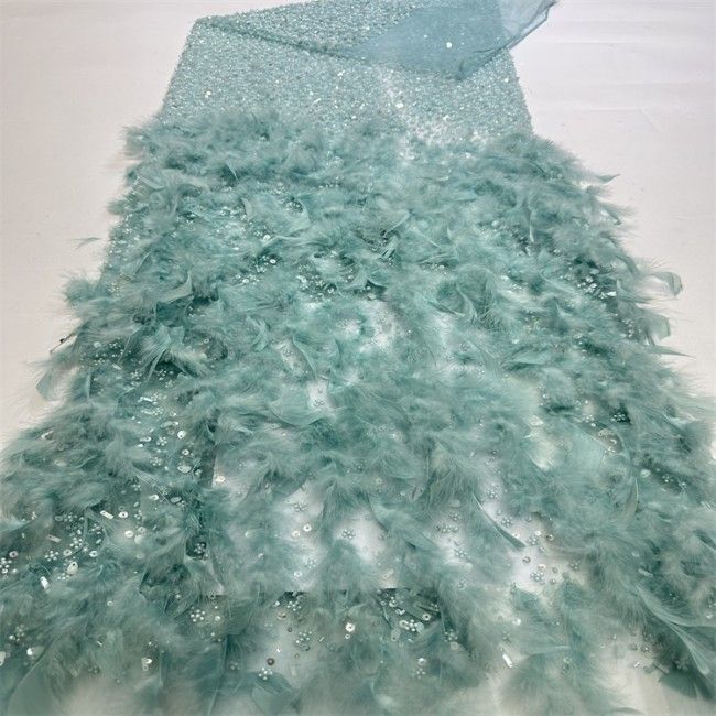 5 Yards Colorful Sequins Pearls Beaded Embroidered 3D Floral Lace Material Fabric For Dresses ZT055