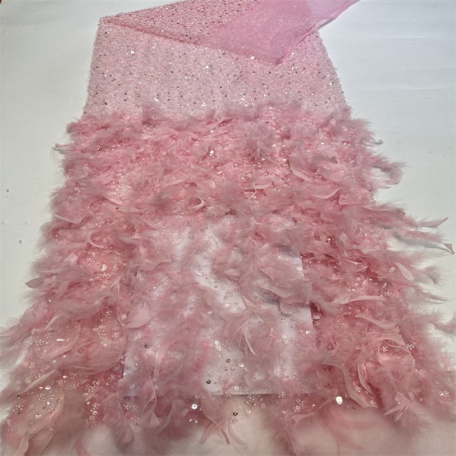 5 Yards Colorful Sequins Pearls Beaded Embroidered 3D Floral Lace Material Fabric For Dresses ZT055