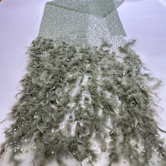 5 Yards Colorful Sequins Pearls Beaded Embroidered 3D Floral Lace Material Fabric For Dresses ZT055