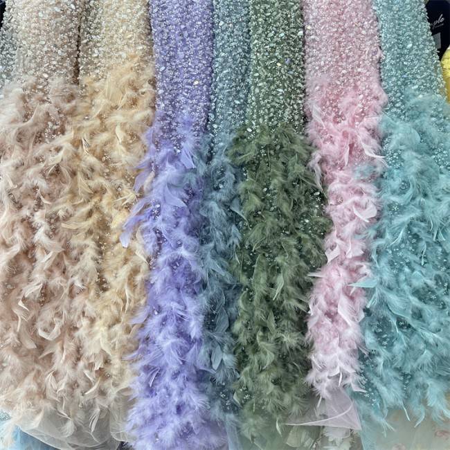 5 Yards Colorful Sequins Pearls Beaded Embroidered 3D Floral Lace Material Fabric For Dresses ZT055