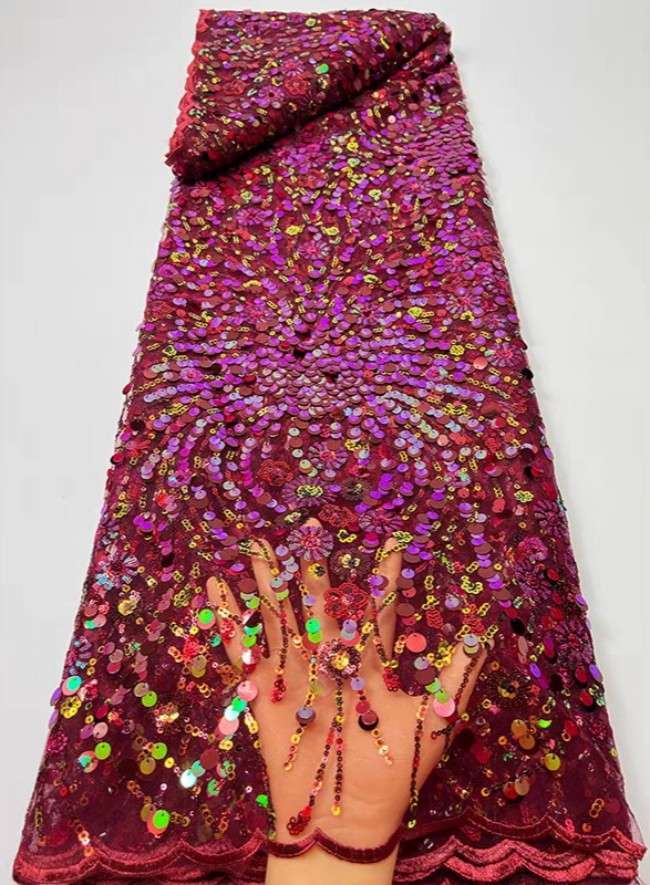 5 Yards Sequins Lace Material Fabric For Dresses
