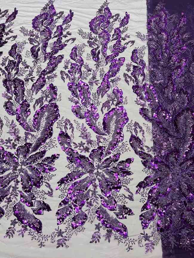 5 Yards Colorful Sequins Pearls Beaded Embroidered 3D Floral Lace Material Fabric For Dresses JC069
