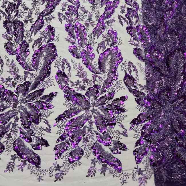 5 Yards Colorful Sequins Pearls Beaded Embroidered 3D Floral Lace Material Fabric For Dresses JC069