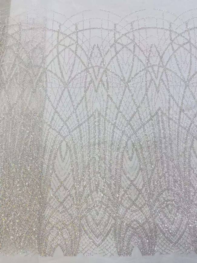 5 Yards Beaded Lace Material Fabric For Dresses ZX015