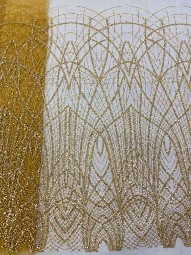 5 Yards Beaded Lace Material Fabric For Dresses ZX015
