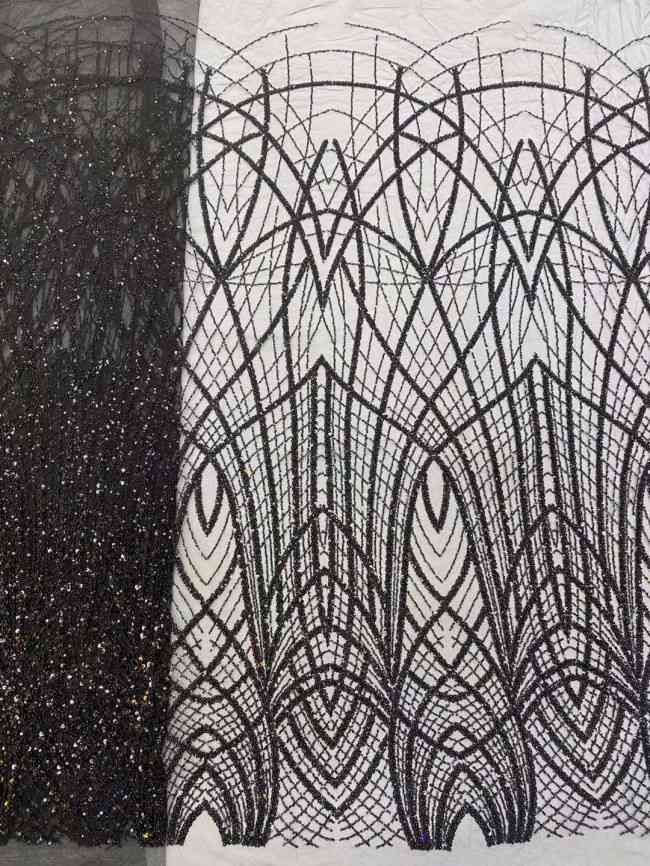 5 Yards Beaded Lace Material Fabric For Dresses ZX015