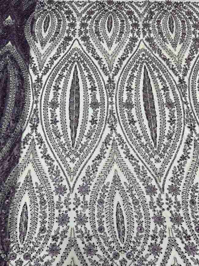 5 Yards Colorful Sequins Pearls Beaded Embroidered 3D Floral Lace Material Fabric For Dresses ML001