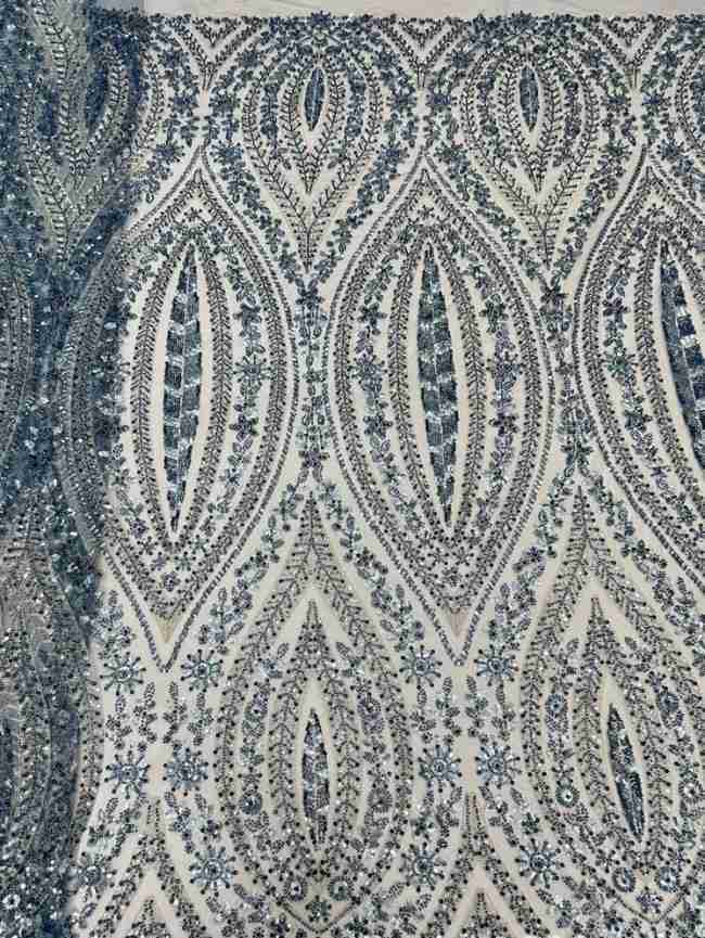 5 Yards Colorful Sequins Pearls Beaded Embroidered 3D Floral Lace Material Fabric For Dresses ML001