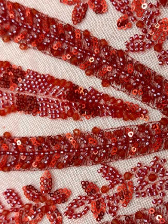5 Yards Colorful Sequins Pearls Beaded Embroidered 3D Floral Lace Material Fabric For Dresses ML001