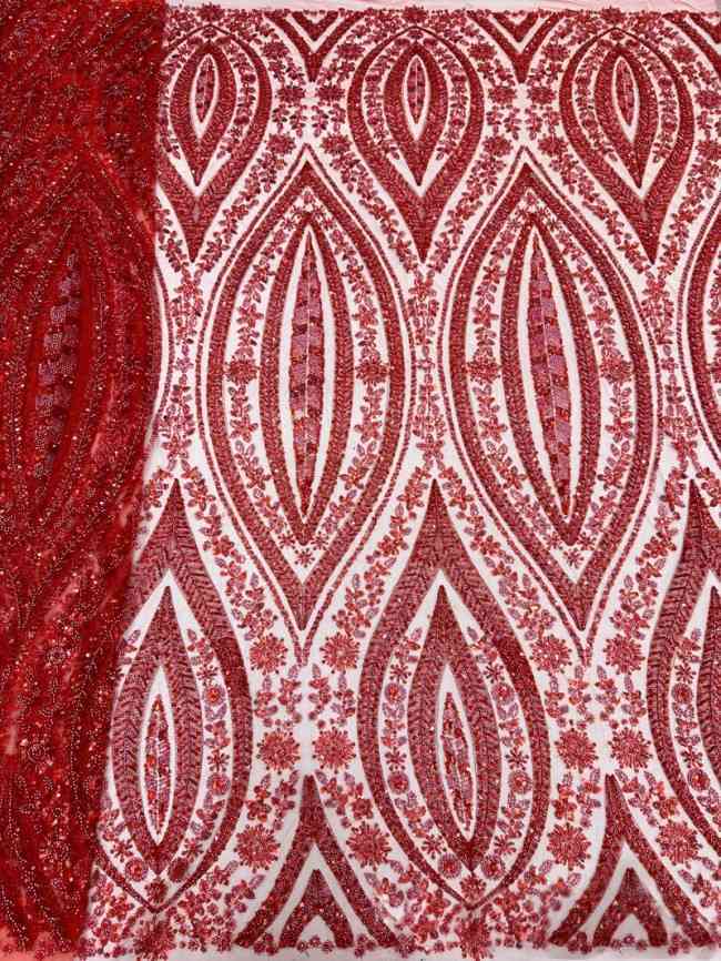 5 Yards Luxury Heavy Crystals Beaded Lace Material Fabric For Dresses