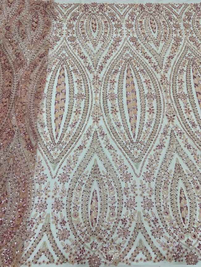 5 Yards Colorful Sequins Pearls Beaded Embroidered 3D Floral Lace Material Fabric For Dresses ML001
