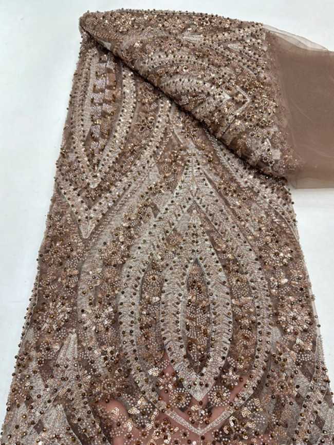 5 Yards Colorful Sequins Pearls Beaded Embroidered 3D Floral Lace Material Fabric For Dresses ML001