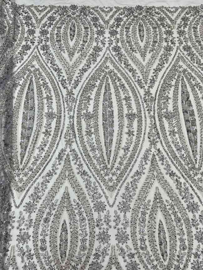 5 Yards Colorful Sequins Pearls Beaded Embroidered 3D Floral Lace Material Fabric For Dresses ML001