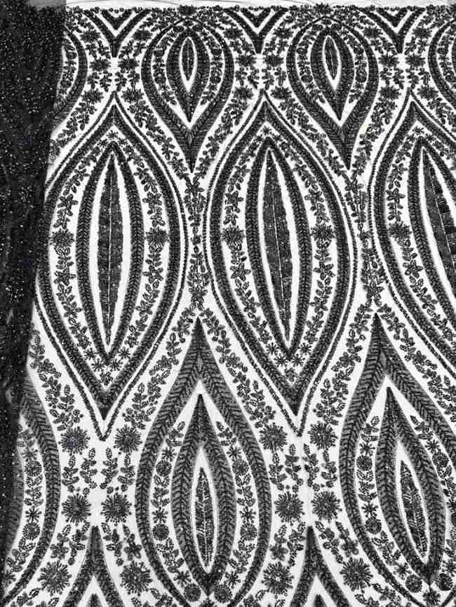 5 Yards Colorful Sequins Pearls Beaded Embroidered 3D Floral Lace Material Fabric For Dresses ML001