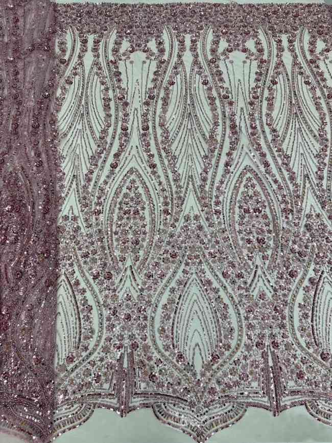 5 Yards Colorful Sequins Pearls Beaded Embroidered 3D Floral Lace Material Fabric For Dresses ML002