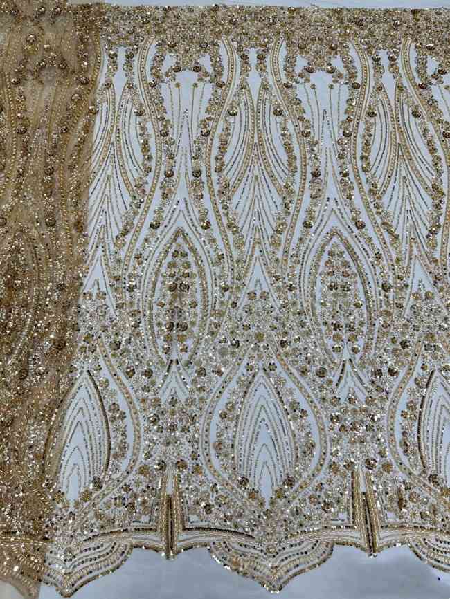 5 Yards Colorful Sequins Pearls Beaded Embroidered 3D Floral Lace Material Fabric For Dresses ML002