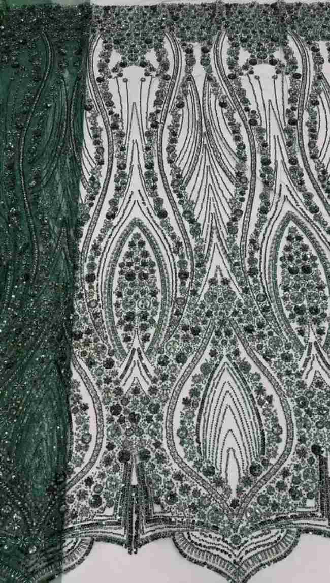 5 Yards Colorful Sequins Pearls Beaded Embroidered 3D Floral Lace Material Fabric For Dresses ML002