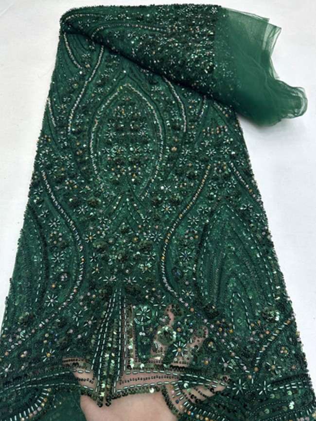 5 Yards Luxury Heavy Beaded Lace Material Fabric For Dresses