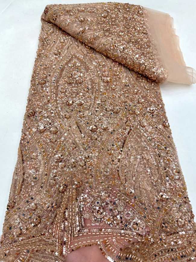 5 Yards Luxury Heavy Beaded Lace Material Fabric For Dresses