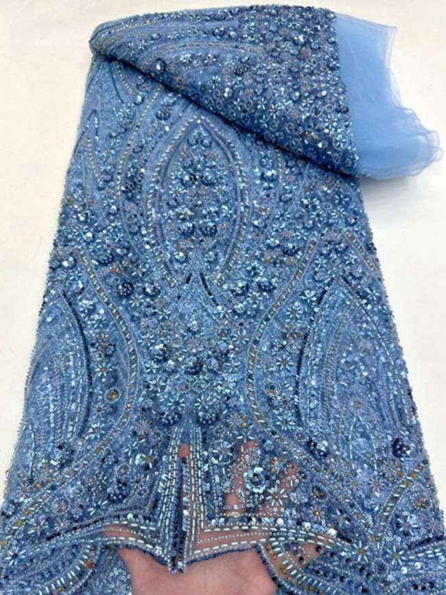 5 Yards Luxury Heavy Beaded Lace Material Fabric For Dresses