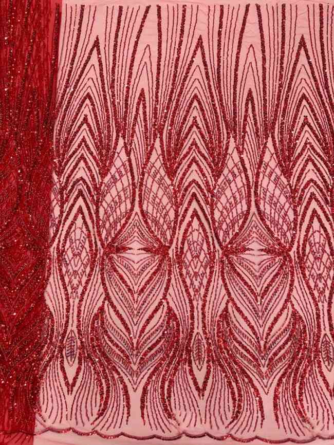 5 Yards Colorful Sequins Pearls Beaded Embroidered 3D Floral Lace Material Fabric For Dresses ML004