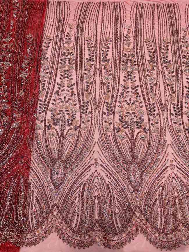 5 Yards Colorful Crystals Beaded Lace Material Fabric For Dresses