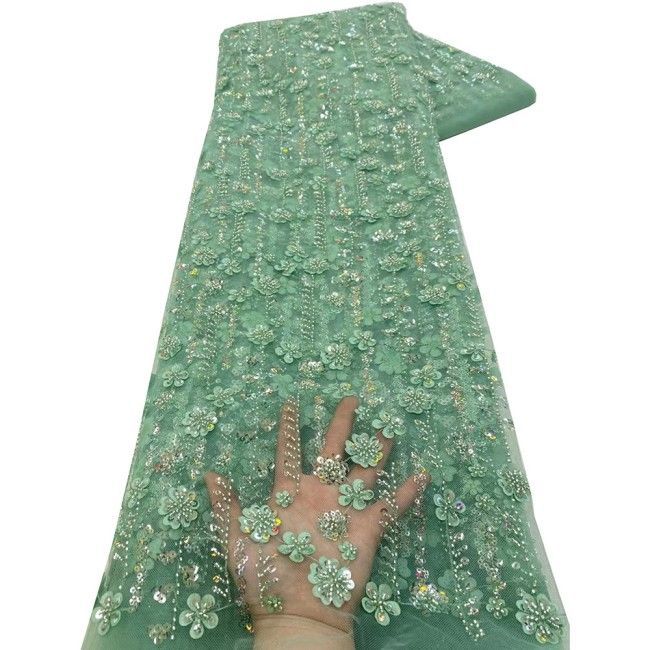 5 Yards Beaded 3D Floral Lace Material Fabric For Dresses