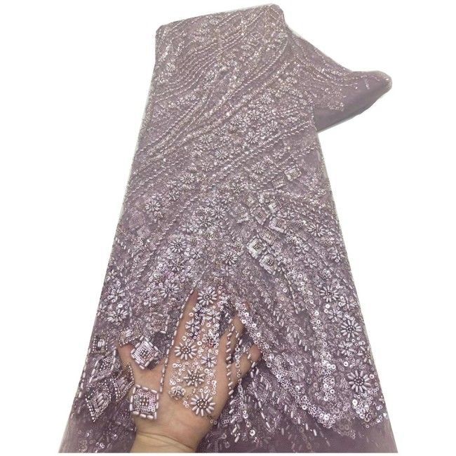 5 Yards Colorful Sequins Pearls Beaded Embroidered 3D Floral Lace Material Fabric For Dresses NA006