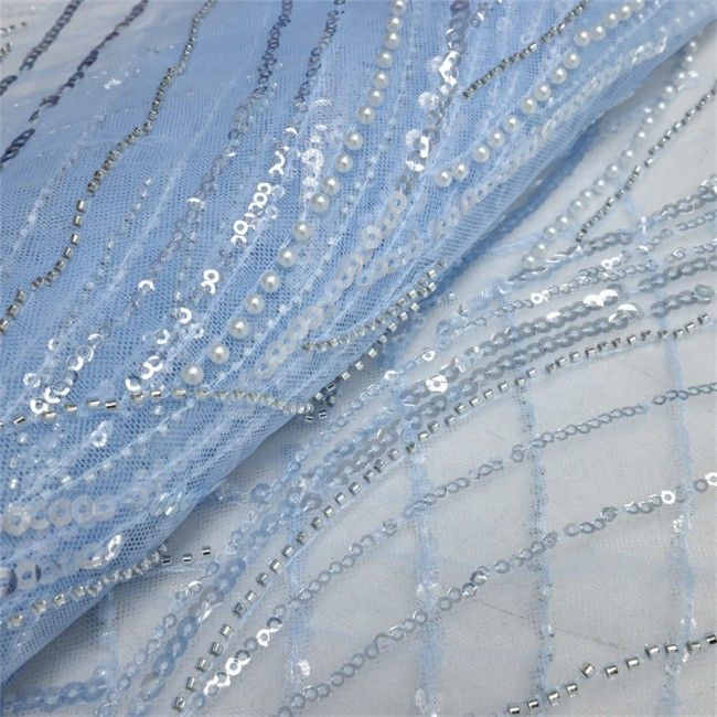 5 Yards Beaded Lace Material Fabric For Dresses