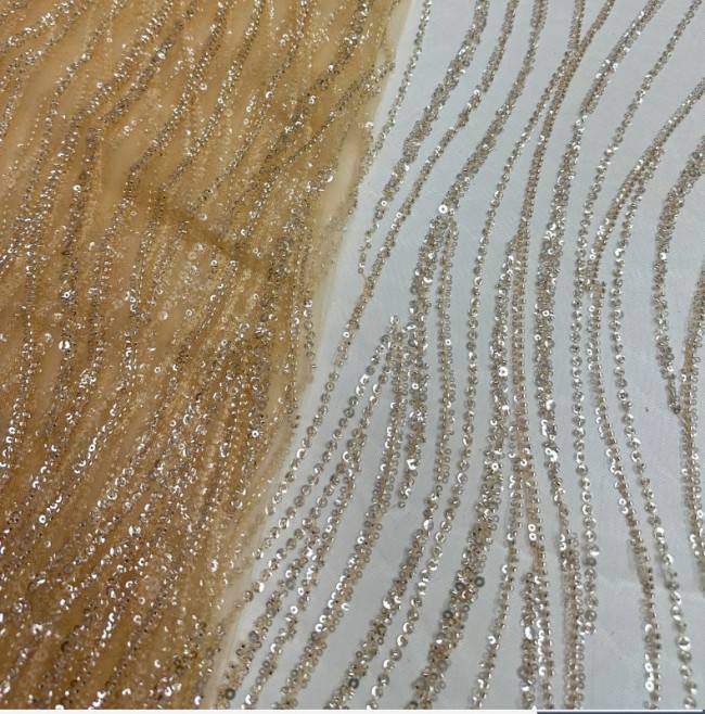 5 Yards Colorful Sequins Pearls Beaded Embroidered 3D Floral Lace Material Fabric For Dresses NA009