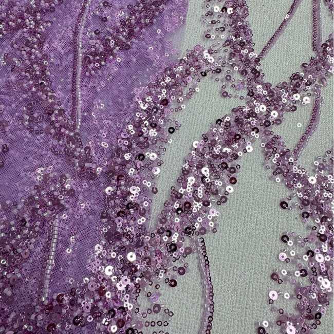 5 Yards Colorful Sequins Pearls Beaded Embroidered 3D Floral Lace Material Fabric For Dresses NA015