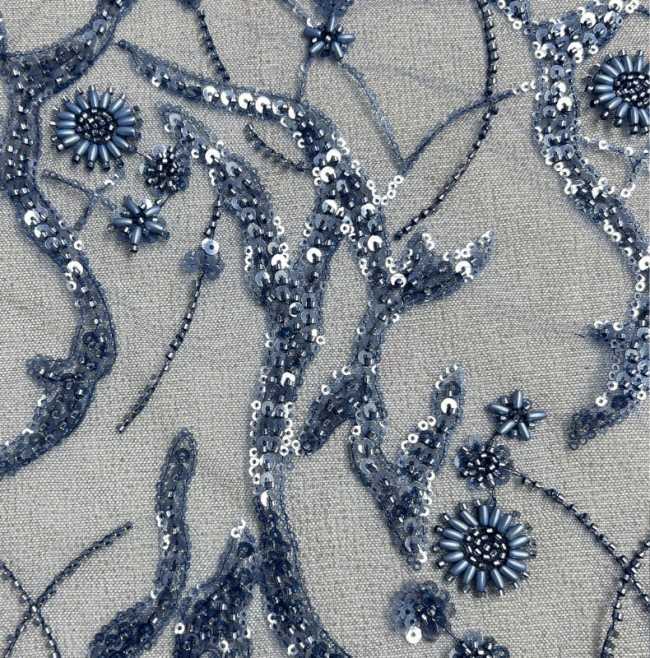 5 Yards Colorful Sequins Pearls Beaded Embroidered 3D Floral Lace Material Fabric For Dresses NA018